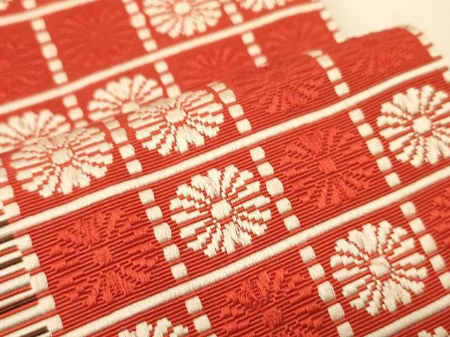 平和屋着物●本場筑前博多織 半幅帯 市松花間道 正絹 逸品 CABI5053ak