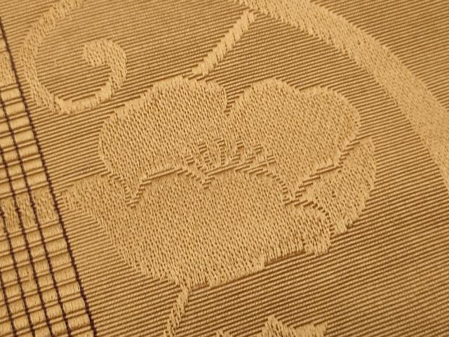 平和屋着物●本場筑前博多織 半幅帯 大倉織工場謹製 草花間道 証紙付き 正絹 逸品 CABI5062ak