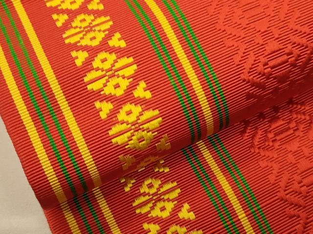 平和屋着物●本場筑前博多織 半幅帯 献上柄 証紙付き 正絹 逸品 CABI5065ak