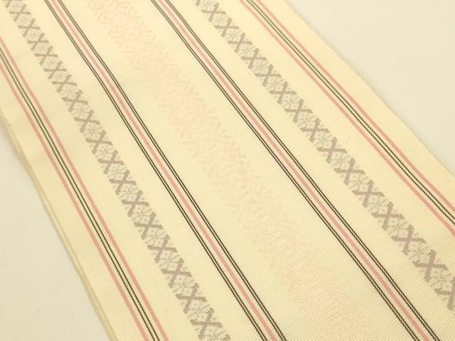 平和屋着物●本場筑前博多織 半幅帯 一重帯 献上柄 正絹 逸品 CABI5072ak