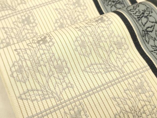 平和屋着物●本場筑前博多織 半幅帯 枝花間道 正絹 逸品 CABI5074ak