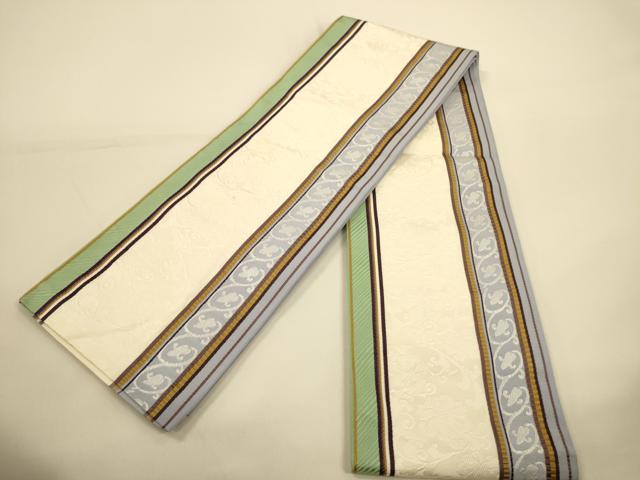 平和屋着物●本場筑前博多織 半幅帯 唐草花間道 正絹 逸品 CABI5075ak