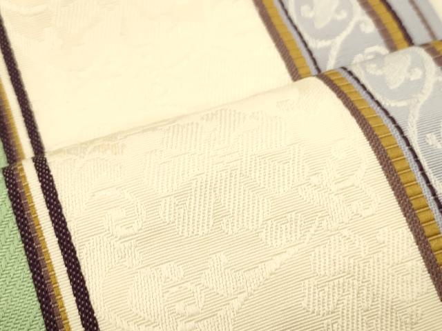 平和屋着物●本場筑前博多織 半幅帯 唐草花間道 正絹 逸品 CABI5075ak