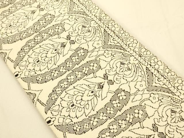 平和屋着物●本場筑前博多織 半幅帯 更紗花文 正絹 逸品 CABI5082ak