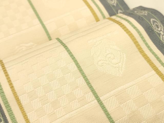 平和屋着物●本場筑前博多織 半幅帯 市松文/成物 正絹 逸品 CABI5084ak