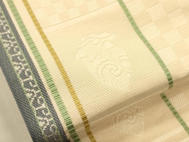 平和屋着物●本場筑前博多織 半幅帯 市松文/成物 正絹 逸品 CABI5084ak