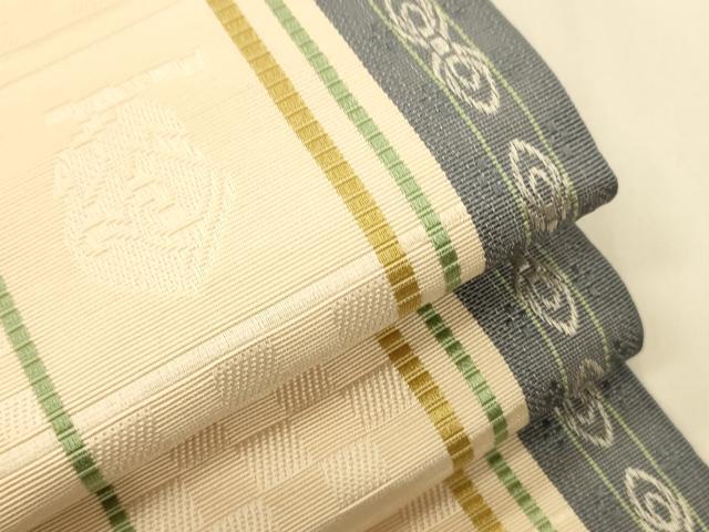 平和屋着物●本場筑前博多織 半幅帯 市松文/成物 正絹 逸品 CABI5084ak