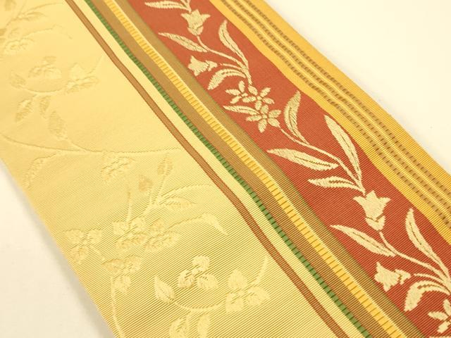 平和屋着物●本場筑前博多織 半幅帯 原田織物謹製 華間道 証紙付き 正絹 逸品 未使用 CABI5102ak