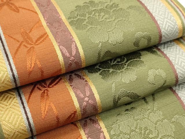 平和屋着物●本場筑前博多織 半幅帯 唐草花間道 証紙付き 正絹 逸品 CABI5112ak