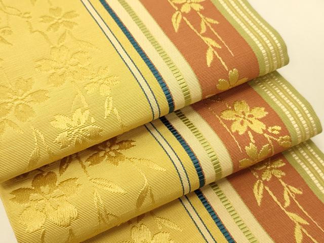 平和屋着物●本場筑前博多織 半幅帯 枝垂れ桜間道 正絹 逸品 CABI5132ak