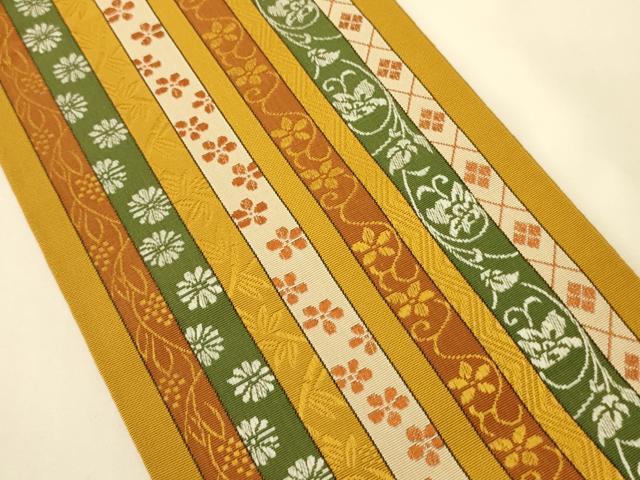 平和屋着物●本場筑前博多織 半幅帯 小野和也作 花間道 証紙付き 正絹 逸品 CABI5133ak
