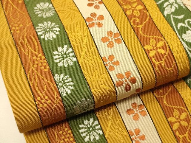 平和屋着物●本場筑前博多織 半幅帯 小野和也作 花間道 証紙付き 正絹 逸品 CABI5133ak