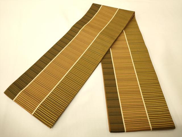 平和屋着物○本場筑前博多織 半幅帯 横段文 正絹 逸品 CABI5149ak