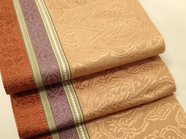平和屋着物●本場筑前博多織 半幅帯 抽象間道 正絹 逸品 CABI5153ak