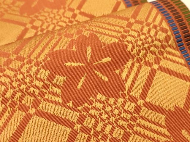 平和屋着物●本場筑前博多織 半幅帯 桜菱間道 正絹 逸品 CABI5155ak