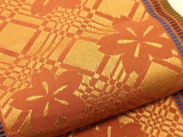 平和屋着物●本場筑前博多織 半幅帯 桜菱間道 正絹 逸品 CABI5155ak