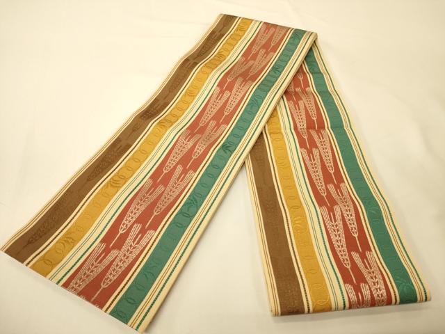 平和屋着物●本場筑前博多織 半幅帯 抽象間道 正絹 逸品 CABI5159ak