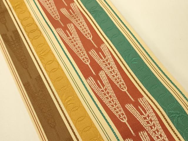 平和屋着物●本場筑前博多織 半幅帯 抽象間道 正絹 逸品 CABI5159ak