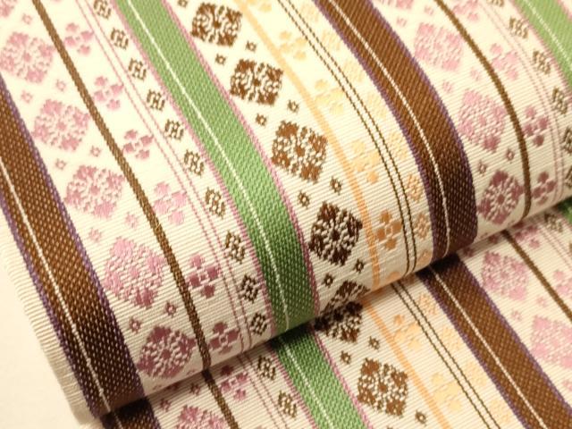 平和屋着物●本場筑前博多織 半幅帯 児島織物謹製 菱花間道 証紙付き 正絹 逸品 未使用 CABI5163ak