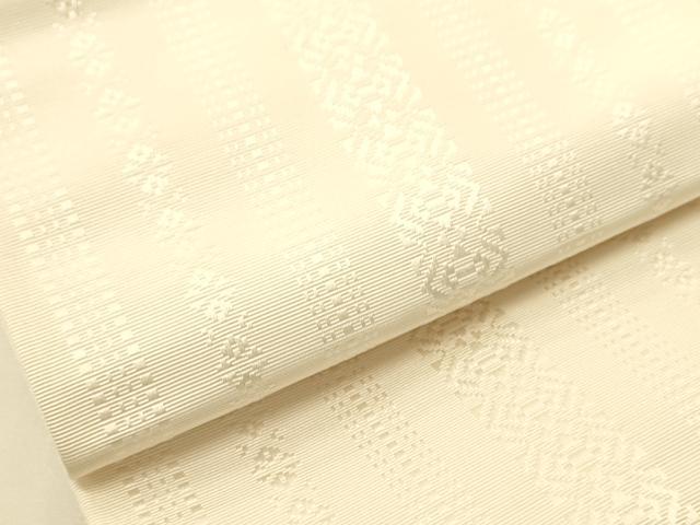 平和屋着物●本場筑前博多織 半幅帯 献上柄 白色 正絹 逸品 CABI5164ak