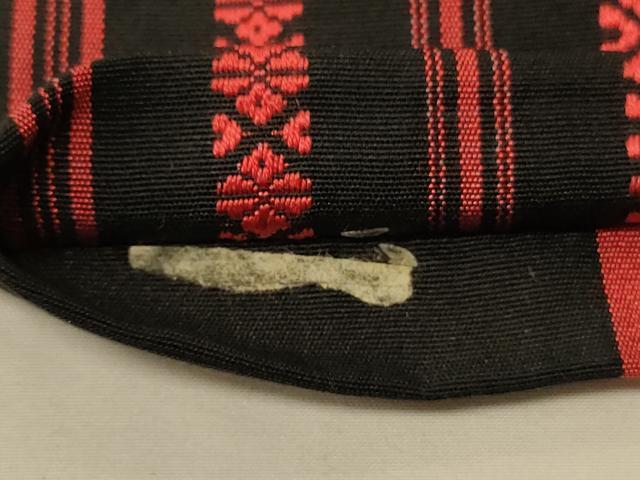 平和屋着物●本場筑前博多織 半幅帯 献上柄 黒地 正絹 逸品 CABI5173ak