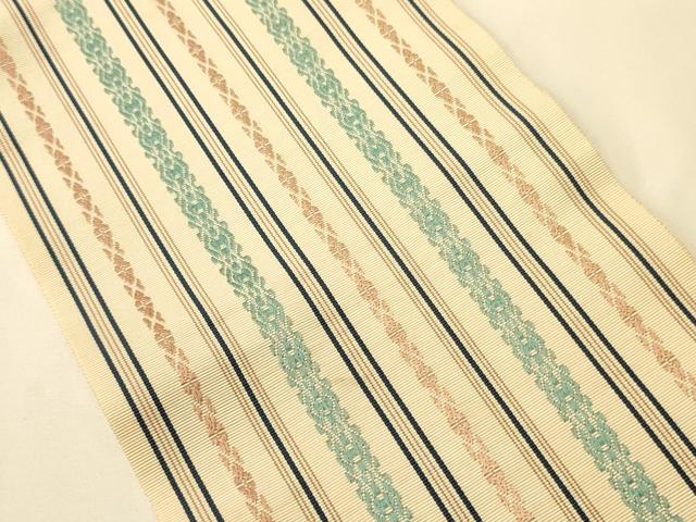 平和屋着物●本場筑前博多織 半幅帯 西村織物謹製 一重帯 献上柄 証紙付き 正絹 逸品 CABI5179ak