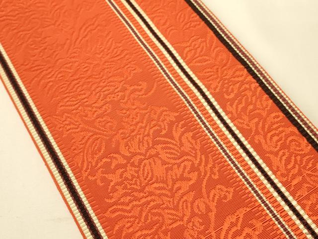 平和屋着物●本場筑前博多織 両面 半幅帯 唐草間道/献上柄 証紙付き 正絹 逸品 未使用 CABI5186ak