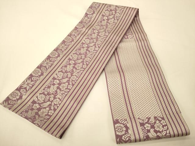 平和屋着物●本場筑前博多織 半幅帯 花鳥間道 正絹 逸品 CABI5197ak