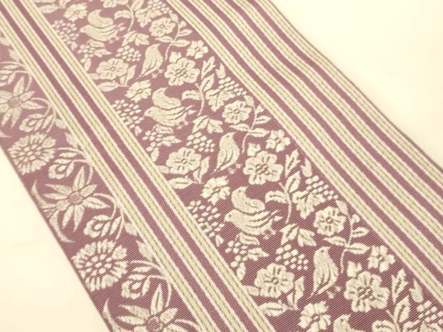 平和屋着物●本場筑前博多織 半幅帯 花鳥間道 正絹 逸品 CABI5197ak