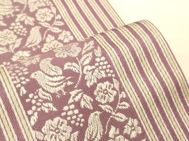平和屋着物●本場筑前博多織 半幅帯 花鳥間道 正絹 逸品 CABI5197ak