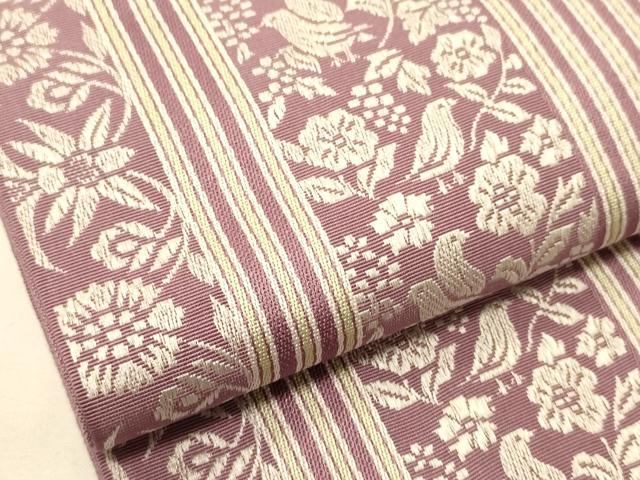 平和屋着物●本場筑前博多織 半幅帯 花鳥間道 正絹 逸品 CABI5197ak
