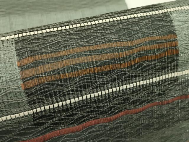 平和屋着物*夏物 八寸名古屋帯 櫛織 幾何学文様 正絹 逸品 CABI5202rv