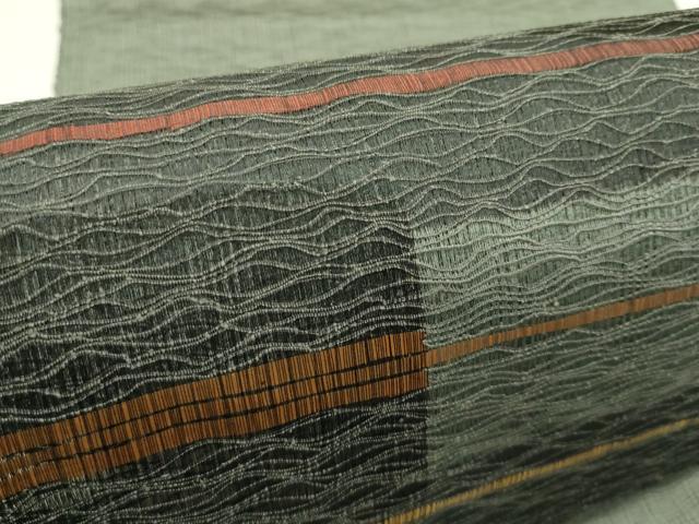 平和屋着物*夏物 八寸名古屋帯 櫛織 幾何学文様 正絹 逸品 CABI5202rv