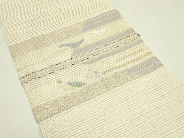 平和屋着物*夏物 八寸名古屋帯 絽綴れ 横段花文 金銀糸 正絹 逸品 CABI5203rv