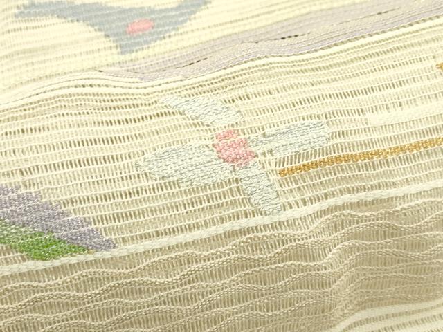 平和屋着物*夏物 八寸名古屋帯 絽綴れ 横段花文 金銀糸 正絹 逸品 CABI5203rv