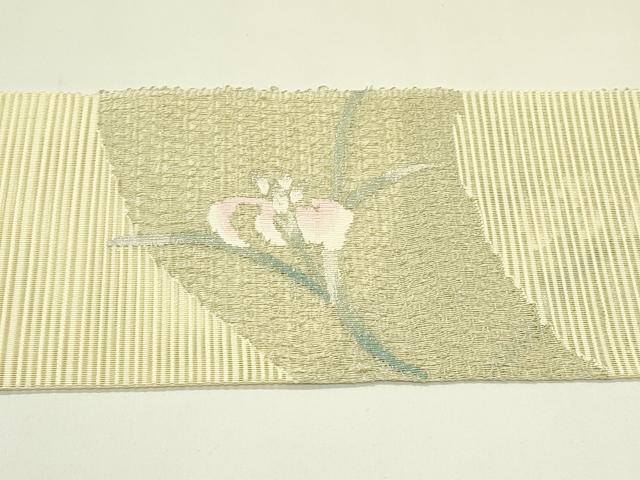 平和屋着物*夏物 八寸名古屋帯 絽綴れ 杜若 銀糸 正絹 逸品 CABI5204rv