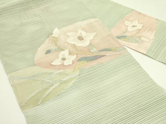 平和屋着物*夏物 八寸名古屋帯 絽綴れ 草花文 金銀糸 正絹 逸品 CABI5205rv