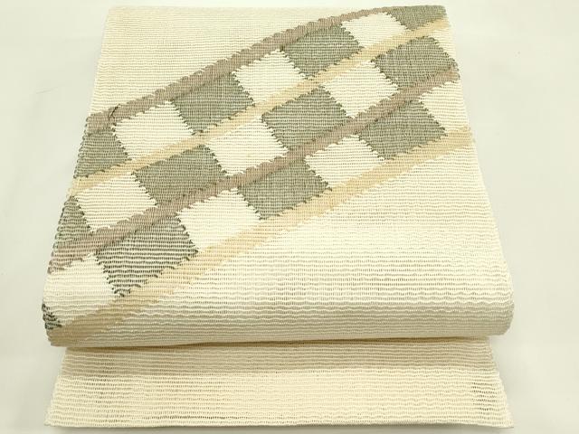平和屋着物*夏物 八寸名古屋帯 市松文様 正絹 逸品 CABI5208rv