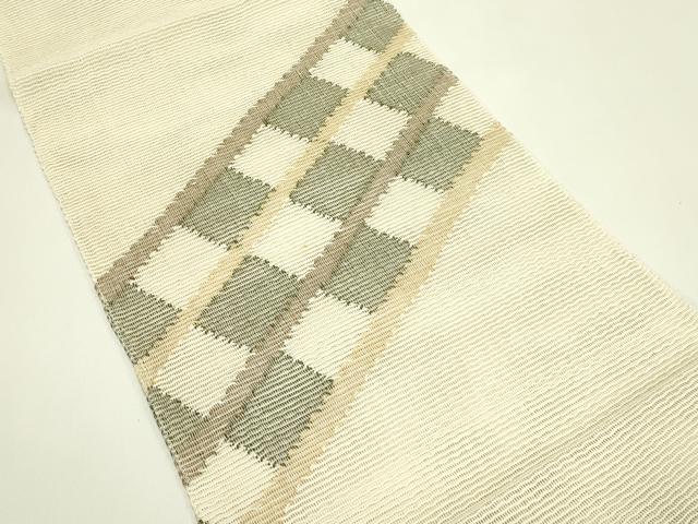 平和屋着物*夏物 八寸名古屋帯 市松文様 正絹 逸品 CABI5208rv