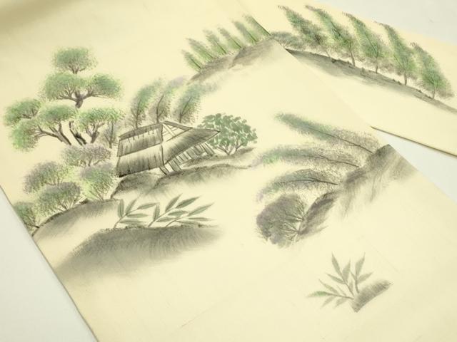 平和屋着物*夏物 九寸名古屋帯 手描き 風景文 健勝苑扱い 正絹 逸品 CABI5211rv