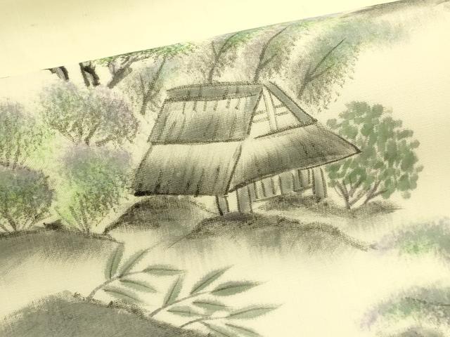 平和屋着物*夏物 九寸名古屋帯 手描き 風景文 健勝苑扱い 正絹 逸品 CABI5211rv
