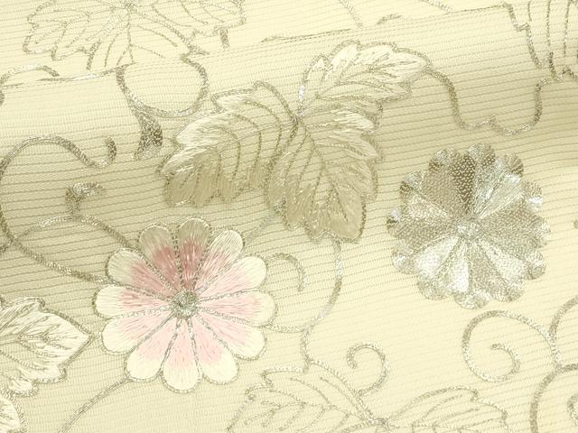 平和屋着物*夏物 九寸名古屋帯 総刺繍 駒刺繍 菊唐草文 正絹 逸品 CABI5212rv