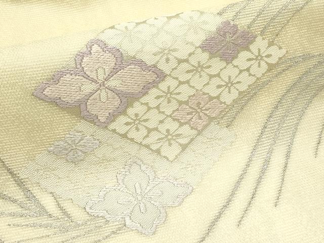平和屋着物*夏物 九寸名古屋帯 唐織 菱花文 銀糸 正絹 逸品 CABI5213rv