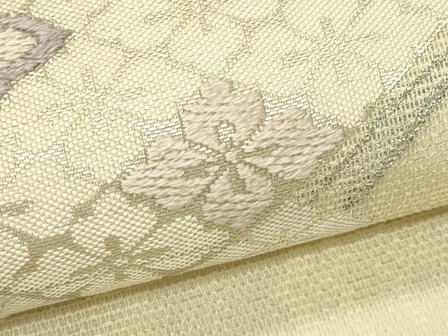 平和屋着物*夏物 九寸名古屋帯 唐織 菱花文 銀糸 正絹 逸品 CABI5213rv