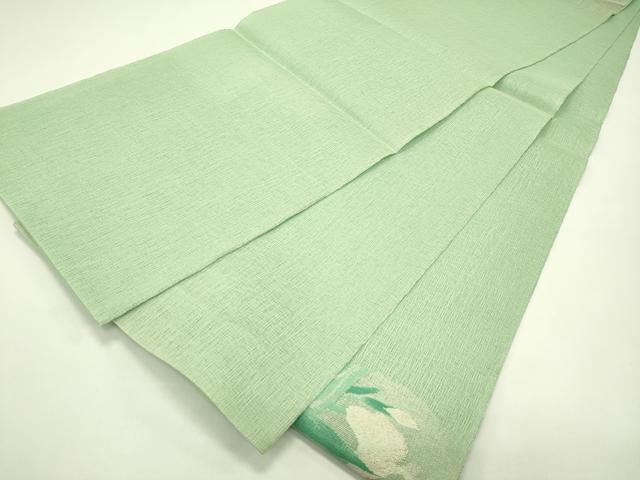 平和屋着物*夏物 太鼓柄袋帯 すくい織 立波杜若文 銀糸 正絹 逸品 CABI5218rv