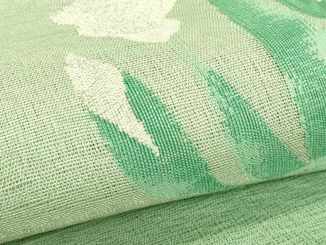 平和屋着物*夏物 太鼓柄袋帯 すくい織 立波杜若文 銀糸 正絹 逸品 CABI5218rv
