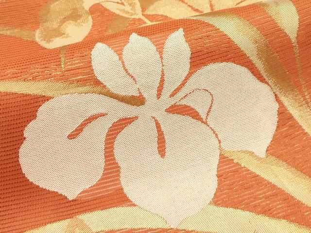 平和屋着物*夏物 六通柄袋帯 杜若 金糸 正絹 逸品 CABI5220rv