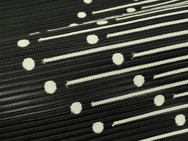 平和屋着物*夏物 八寸名古屋帯 絽綴れ 横段文 黒地 正絹 逸品 CABI5221rv