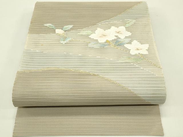 平和屋着物*夏物 八寸名古屋帯 絽綴れ 枝花文 金糸 正絹 逸品 未使用 CABI5222rv