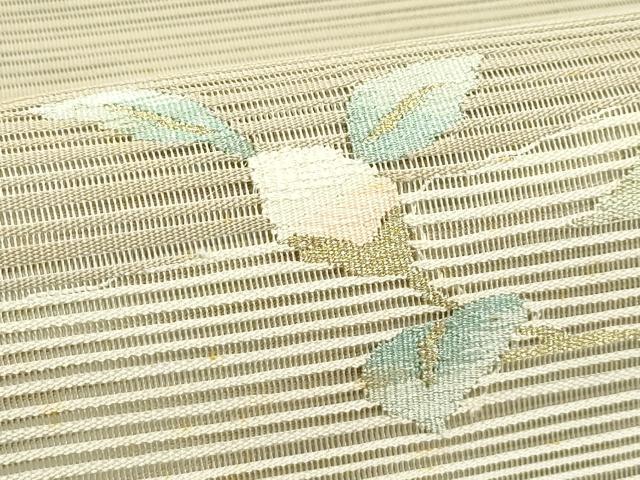平和屋着物*夏物 八寸名古屋帯 絽綴れ 枝花文 金糸 正絹 逸品 未使用 CABI5222rv